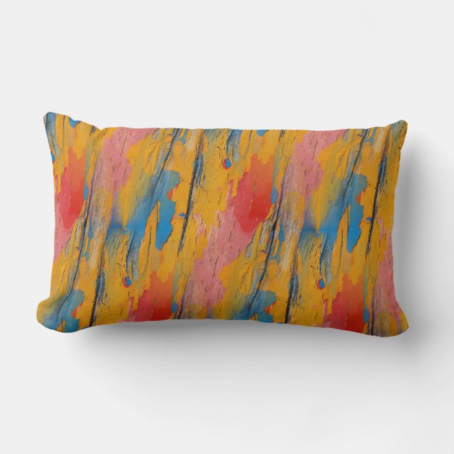 Colorful Paint Splatter Lumbar Pillow (Front)