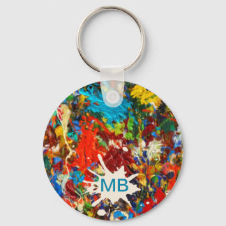 Colorful Paint Splatter Monogram Keychain