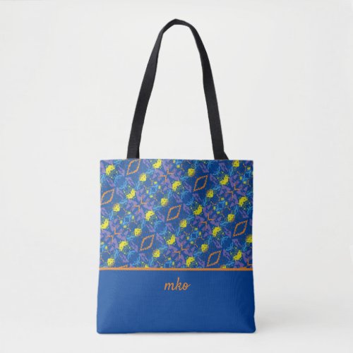 Colorful Paint Splatter Monogrammed Tote Bag