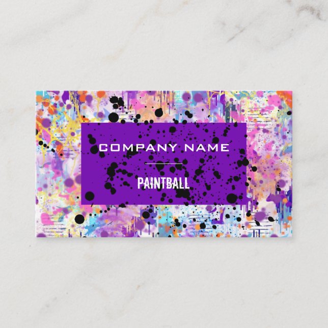 Colorful Paint Splatter Paintball  Business Card (Front)