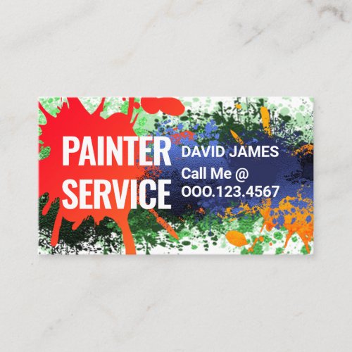 Colorful Paint Splatter Painter Service Business Card