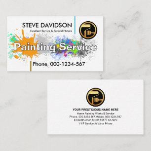 Colorful Paint Splatter Painting Service Business Card