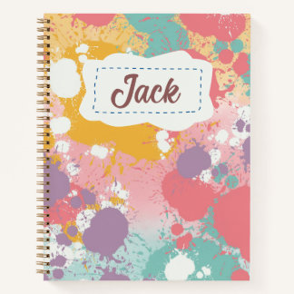 Colorful Paint Splatter Personalized Notebook