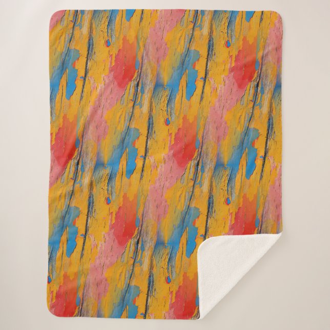 Colorful Paint Splatter Sherpa Blanket (Front)