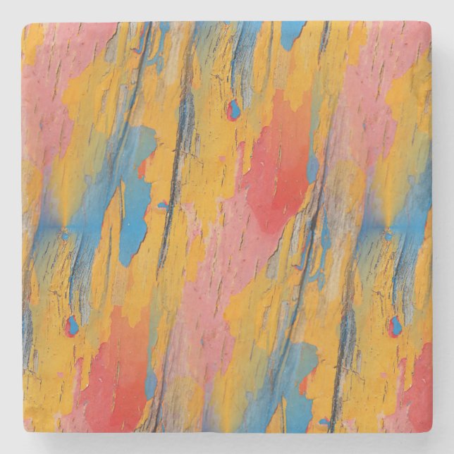Colorful Paint Splatter Stone Coaster (Front)