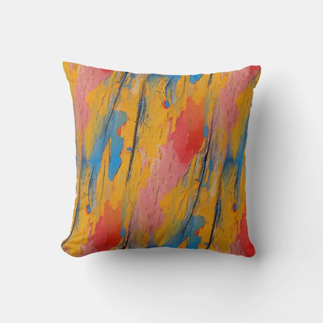 Colorful Paint Splatter Throw Pillow (Front)