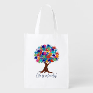 Colorful Paint Splatter Tree Reusable bag