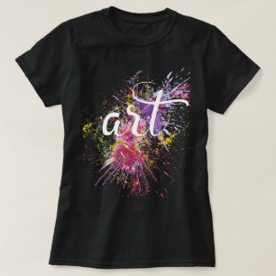 Colorful Paint Splatters ART Calligraphy T-Shirt