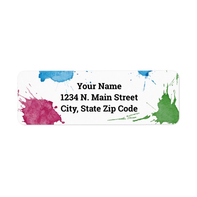 Colorful Paint Splatters Label (Front)