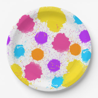 Colorful Paint Splatters  Paper Plates