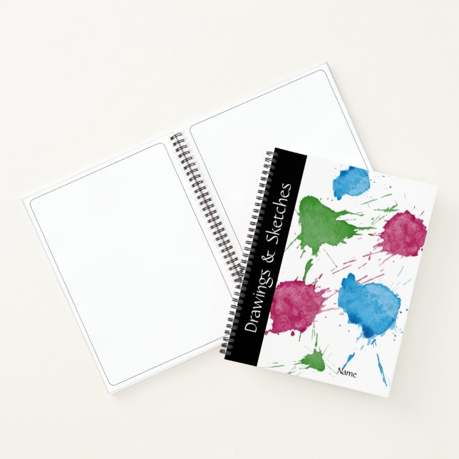 Colorful Paint Splatters Spiral Notebook (Inside)