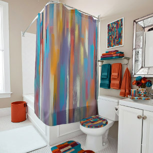 Colorful paint streaks shower curtain