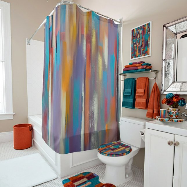Colorful paint streaks shower curtain (Creator Uploaded)