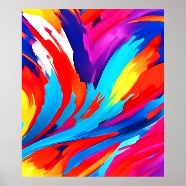 Colorful Paint Strokes Art Poster (Front)