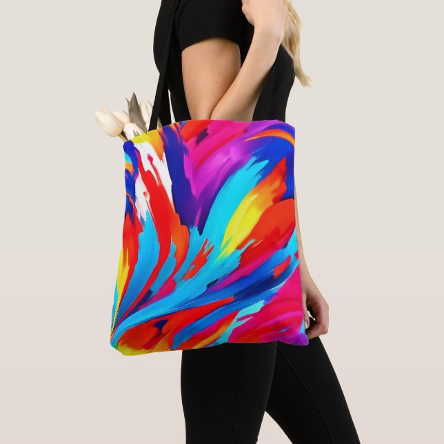 Colorful Paint Strokes Art Tote Bag (Close Up)