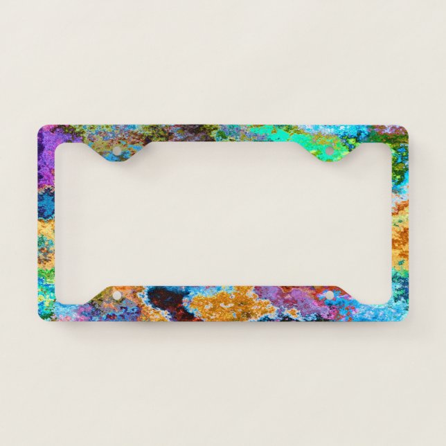 Colorful Paint Strokes License Plate Frame (Front)