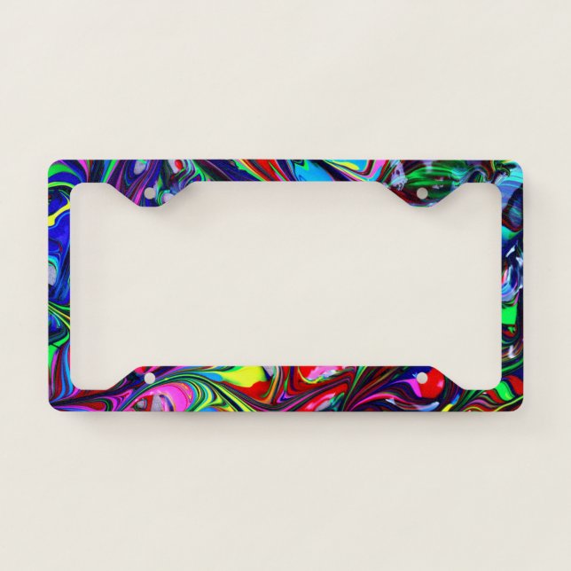 Colorful Paint Strokes License Plate Frame (Front)