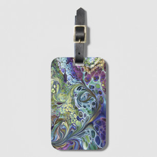 colorful paint swirl floral abstract luggage tag