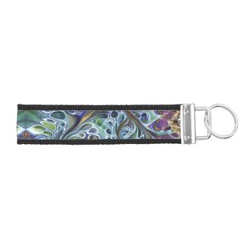 Colorful Paint Swirl Floral Abstract Wrist Keychain by minx267 at Zazzle