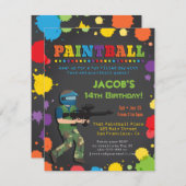 Colorful Paintball Birthday Party Invitations (Front/Back)