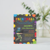 Colorful Paintball Birthday Party Invitations (Standing Front)
