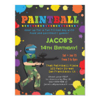 Paintball Invitations Zazzle Colorful Paintball Birthday Party Invitations