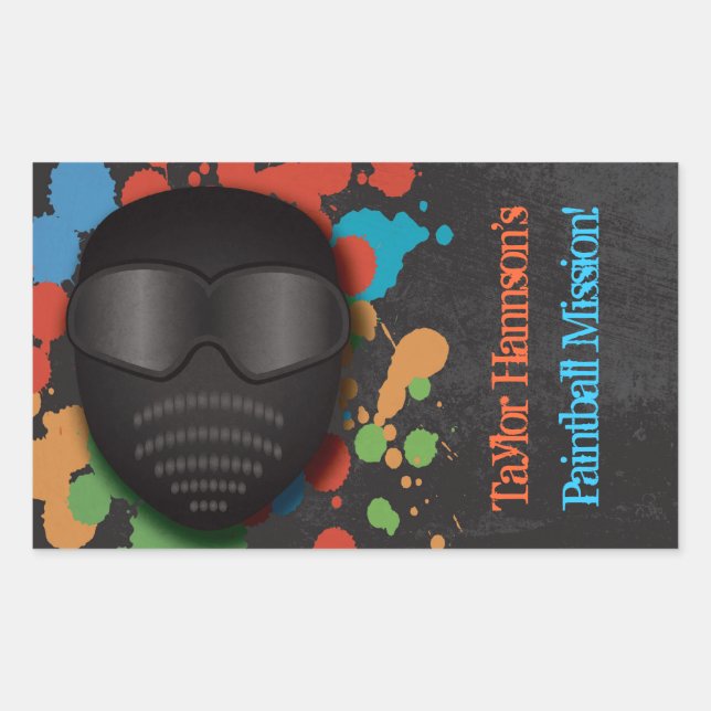 Colorful Paintball Birthday Party Stickers (Front)