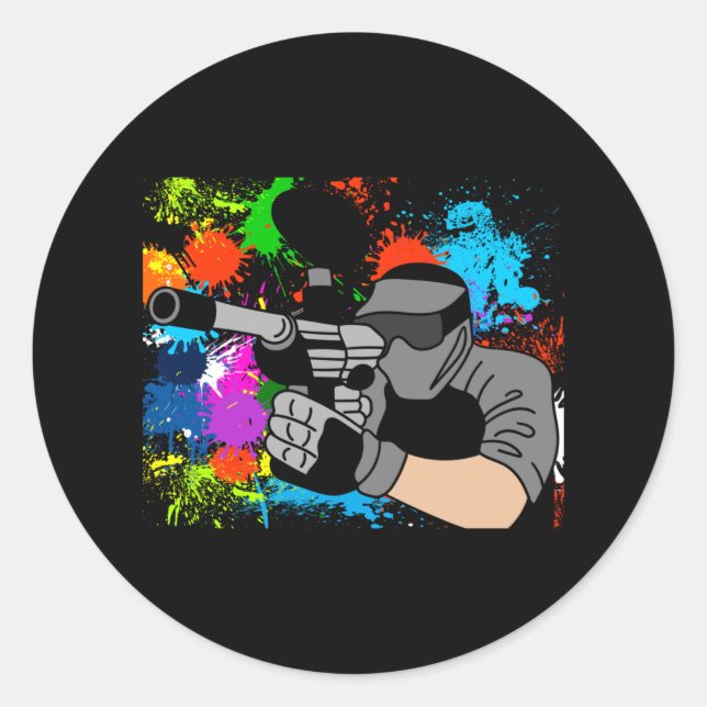 Colorful Paintball Motif Classic Round Sticker (Front)