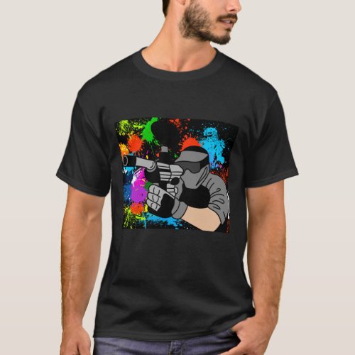 Colorful Paintball Motif T_Shirt