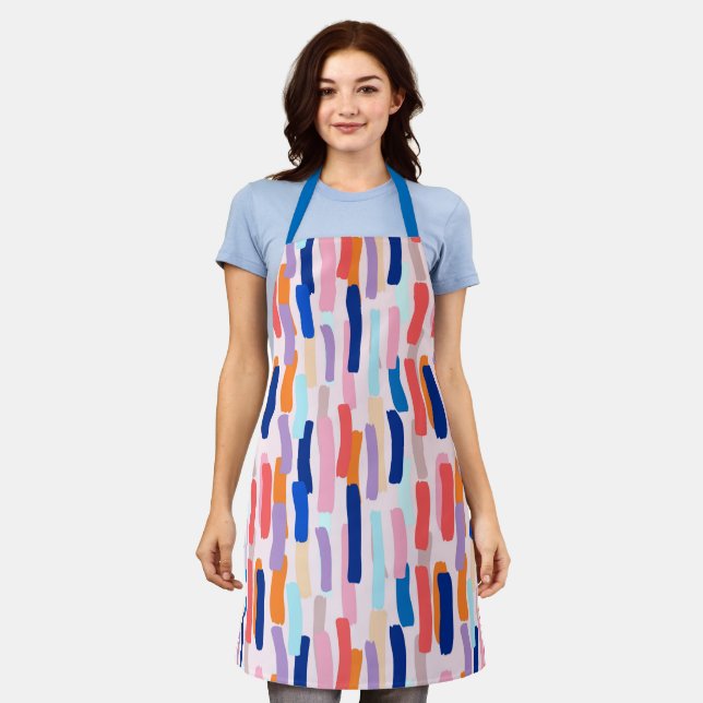 Colorful Paintbrush Stroke Pattern Apron (Worn)