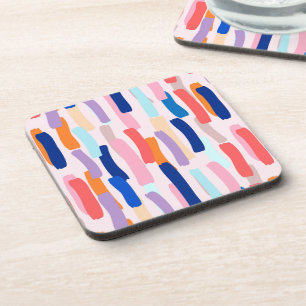 Colorful Paintbrush Stroke Pattern Beverage Coaster