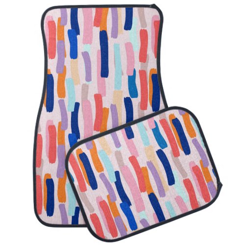 Colorful Paintbrush Stroke Pattern Car Floor Mat