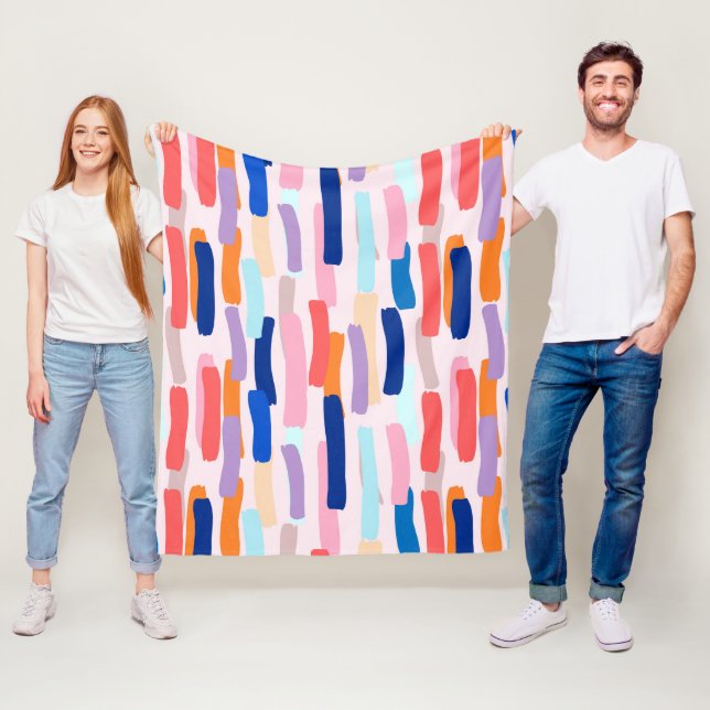 Colorful Paintbrush Stroke Pattern Fleece Blanket (In Situ)