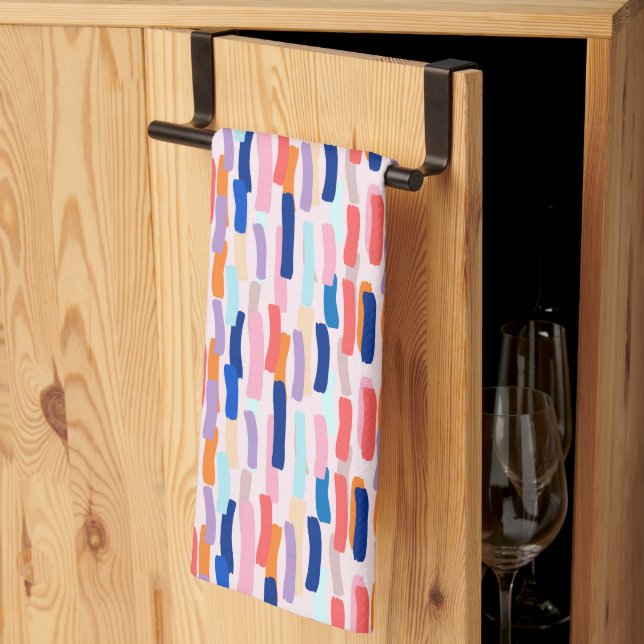 Colorful Paintbrush Stroke Pattern Kitchen Towel (Thirds Fold)