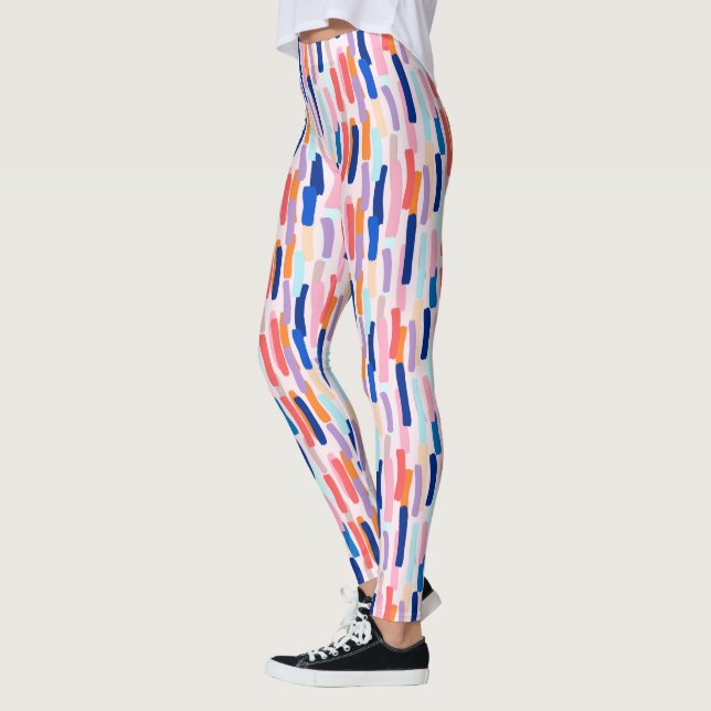Colorful Paintbrush Stroke Pattern Leggings (Left)