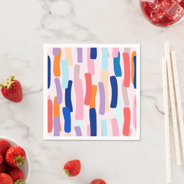 Colorful Paintbrush Stroke Pattern Napkins (Insitu)