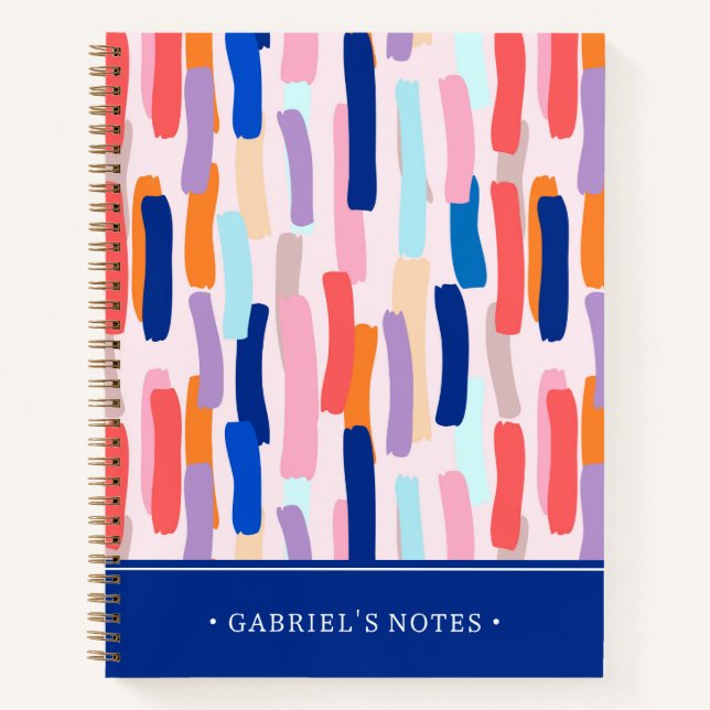Colorful Paintbrush Stroke Pattern Notebook (Front)