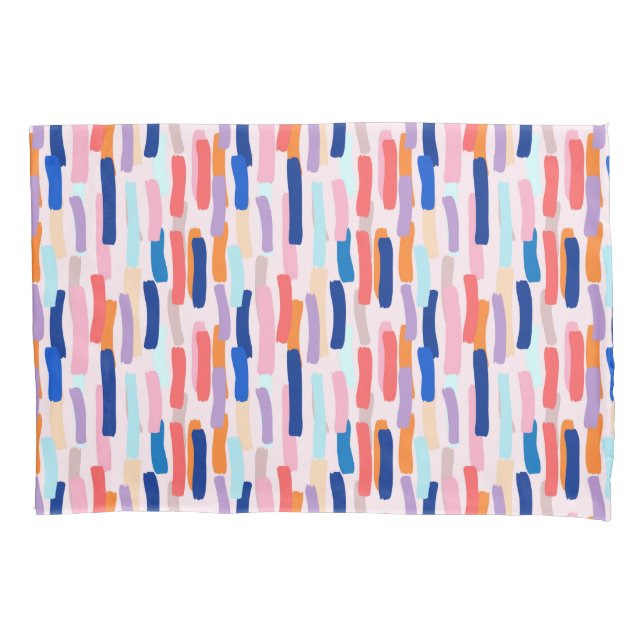 Colorful Paintbrush Stroke Pattern Pillow Case (Front-Left)
