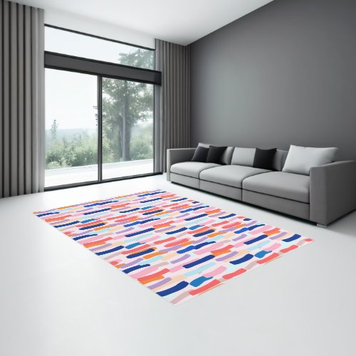 Colorful Paintbrush Stroke Pattern Rug