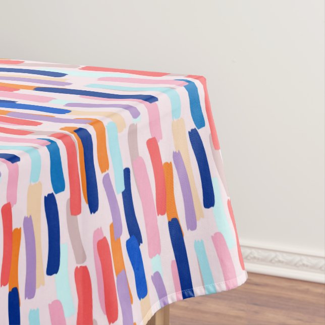 Colorful Paintbrush Stroke Pattern Tablecloth (In Situ)