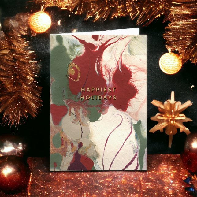 Colorful Painted Abstract Happiest Holiday Card (A unique painted abstract contemporary holiday card.)