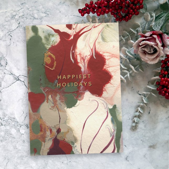 Colorful Painted Abstract Happiest Holiday Card (A contemporary abstract holiday card with artistic appeal. Available in printed and digital!)