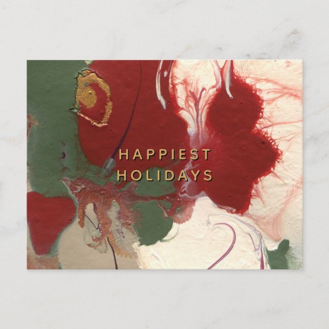 Colorful Painted Abstract Happiest Holiday Postcard (Front)