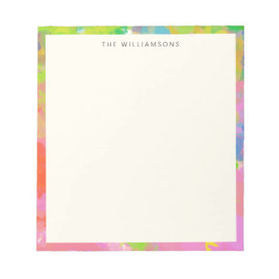Colorful Painted Border Family Name Bright Modern Notepad