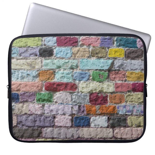 Colorful Painted Brick Wall Texture Laptop Sleeve (Front)