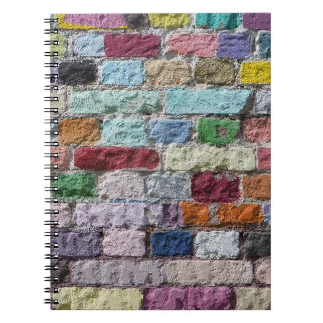 Colorful Painted Brick Wall Texture Notebook (Front)