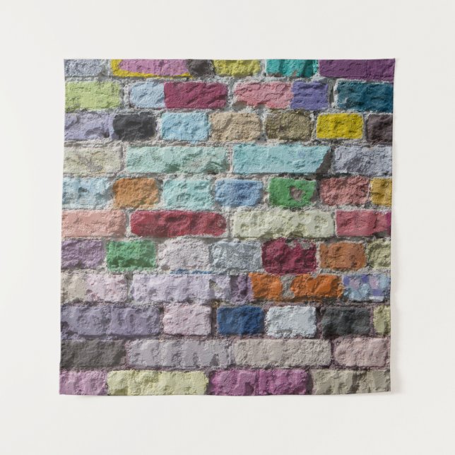 Colorful Painted Brick Wall Texture Tapestry (Front)
