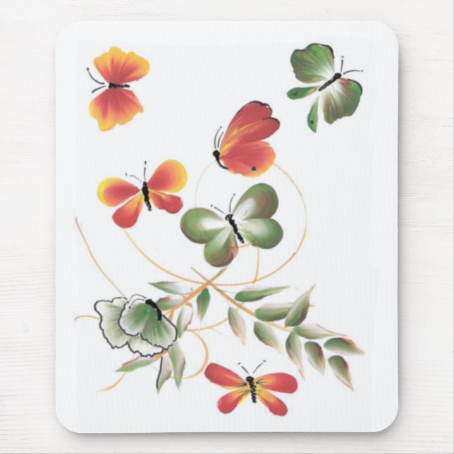 Colorful Painted Butterflies Mouse Pad (Front)