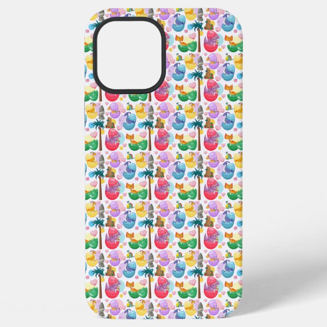 Colorful Painted Dinosaur Pattern Iphone Case (Back)