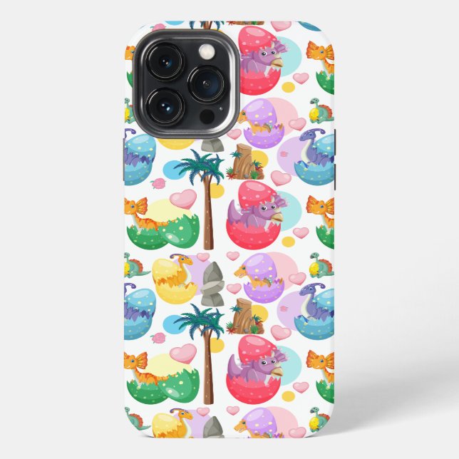 Colorful Painted Dinosaur Pattern Iphone Case (Back)